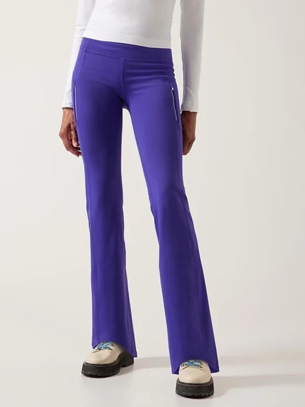 Athleta Rainier High Rise Bootcut Pant XXS Noble Blue Fleece Lined Flare Leg